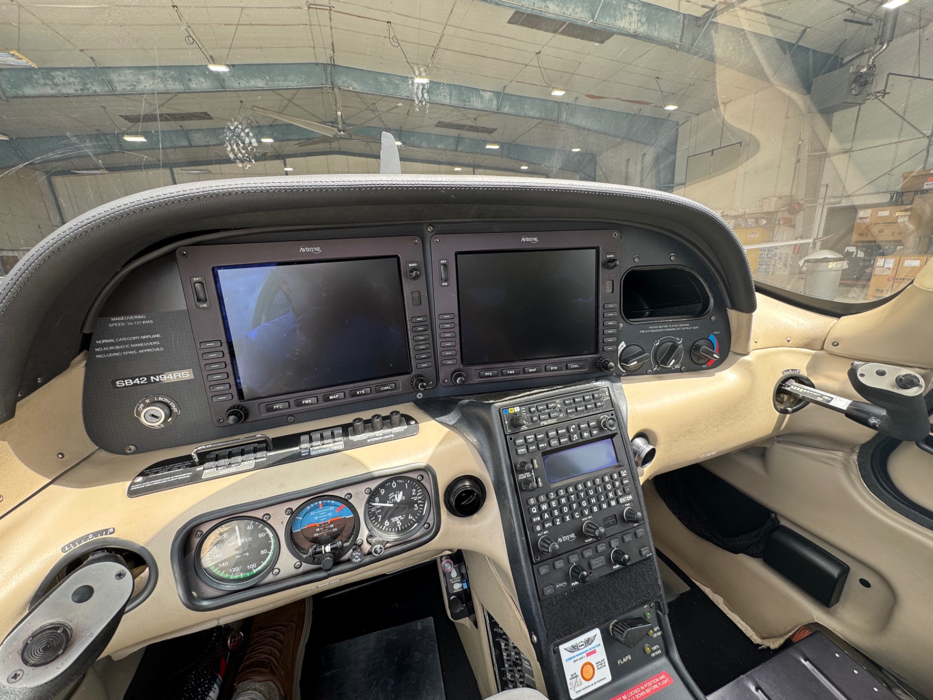 Avidyne glass panel in the cockpit of N94RS
